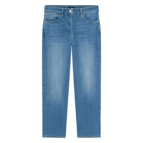 Jean en coton mélangé stone avec une coupe droite à zip et à bouton
