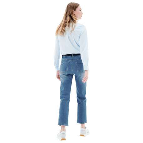 Jean en coton mélangé stone avec une coupe droite à zip et à bouton - Image 3