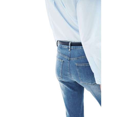 Jean en coton mélangé stone avec une coupe droite à zip et à bouton - Image 6