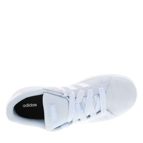 Baskets tennis bleu ciel en cuir avec un talon plat et des lacets - Image 4
