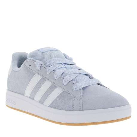 Baskets tennis bleu ciel en cuir avec un talon plat et des lacets - Image 3