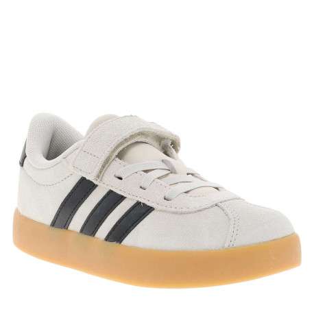Baskets beiges en cuir à talon plat et fermeture avec une bande auto-agrippante - Image 3