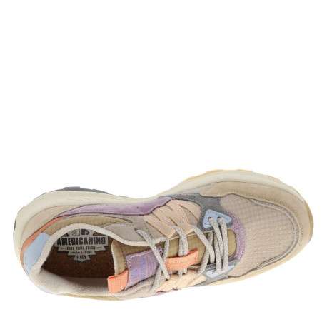 Baskets running beiges en cuir avec un talon plat et des lacets - Image 4