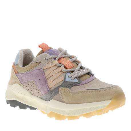 Baskets running beiges en cuir avec un talon plat et des lacets - Image 3