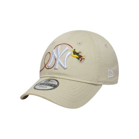 Casquette en coton beige à imprimé avec une bande auto-agrippante - Image 4