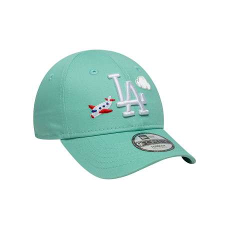 Casquette en coton turquoise à imprimé avec une bande auto-agrippante - Image 3