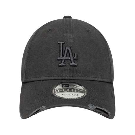 Casquette en coton gris foncé effet abîmé avec une fermeture strapback
