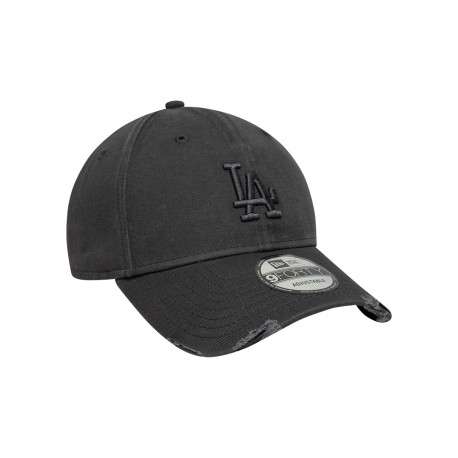 Casquette en coton gris foncé effet abîmé avec une fermeture strapback - Image 3