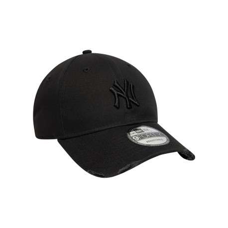 Casquette en coton noire effet abîmé avec fermeture strapback - Image 3
