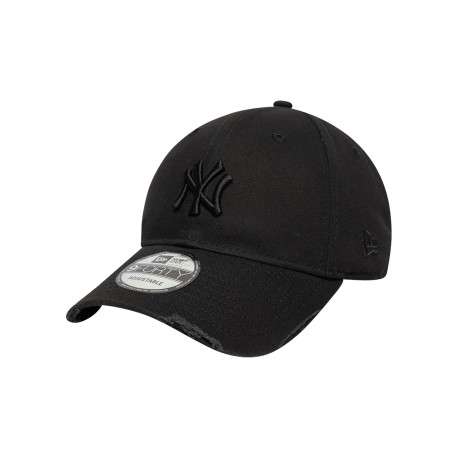 Casquette en coton noire effet abîmé avec fermeture strapback - Image 4