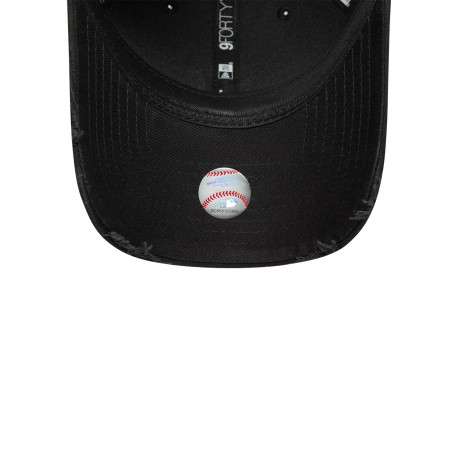 Casquette en coton noire effet abîmé avec fermeture strapback - Image 5