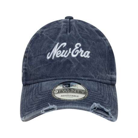 Casquette en coton marine unie effet délavé avec fermeture strapback