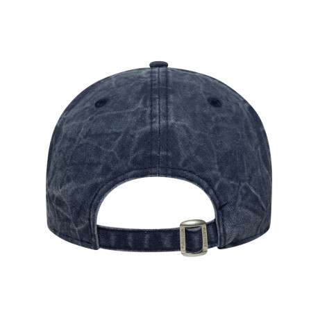 Casquette en coton marine unie effet délavé avec fermeture strapback - Image 2
