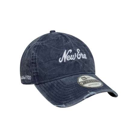 Casquette en coton marine unie effet délavé avec fermeture strapback - Image 3