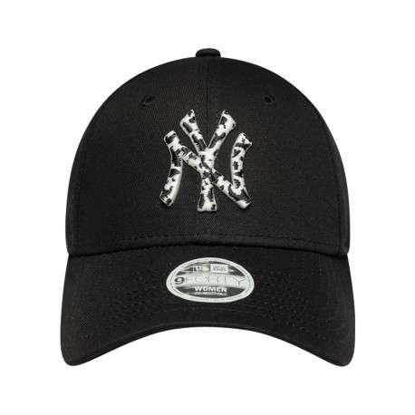 Casquette en coton noire à motif animalier et fermeture strapback