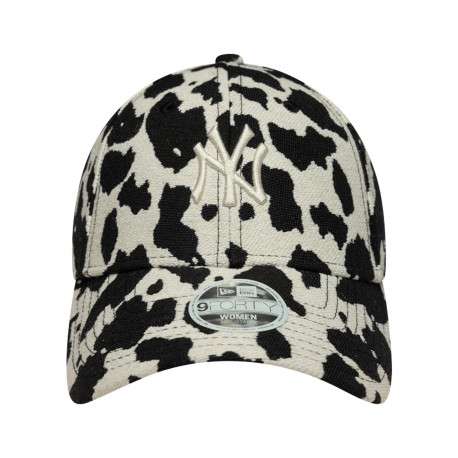 Casquette noire et écrue à motif animalier avec fermeture strapback
