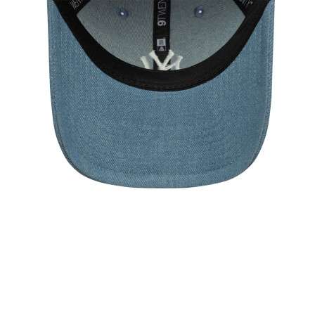 Casquette bleu jean unie avec fermeture strapback et coutures blanches - Image 5