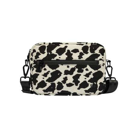 Sac noir et écru à motif animalier avec une bandoulière réglable - Image 2