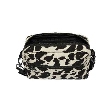 Sac noir et écru à motif animalier avec une bandoulière réglable - Image 5