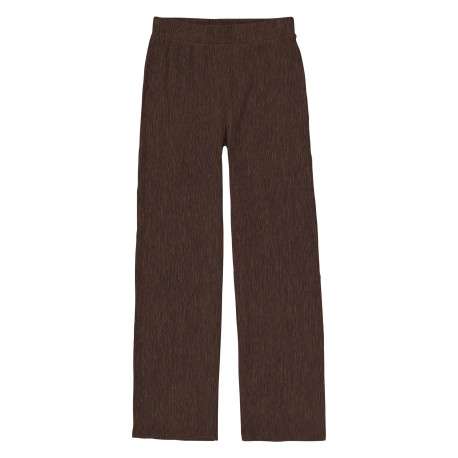 Pantalon chino brun uni pourvu d'une taille élastiquée et d'une coupe bootcut