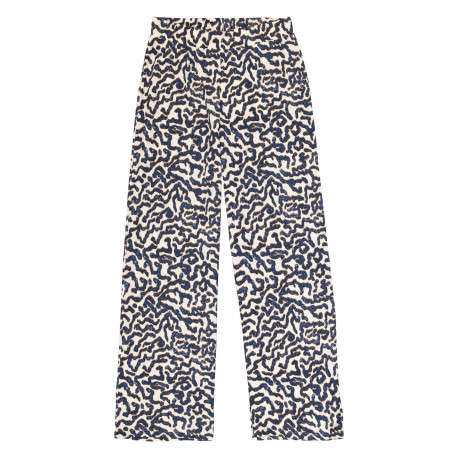 Pantalon chino écru à motifs pourvu d'une coupe bootcut et d'une taille haute