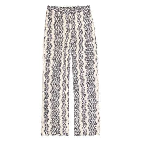 Pantalon chino en coton mélangé écru à motifs pourvu d'une coupe bootcut