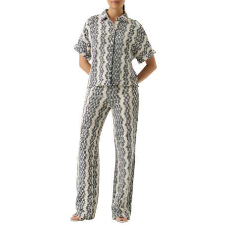 Pantalon chino en coton mélangé écru à motifs pourvu d'une coupe bootcut - Image 2