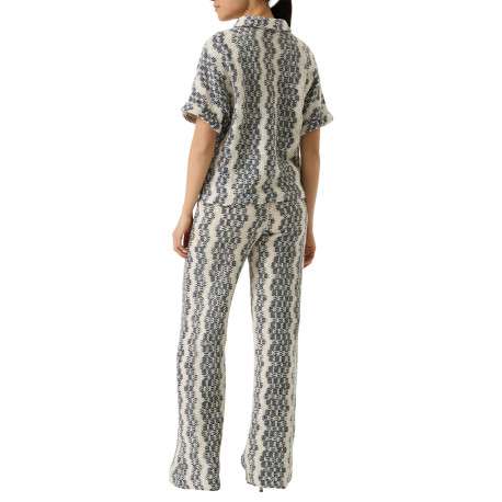 Pantalon chino en coton mélangé écru à motifs pourvu d'une coupe bootcut - Image 3