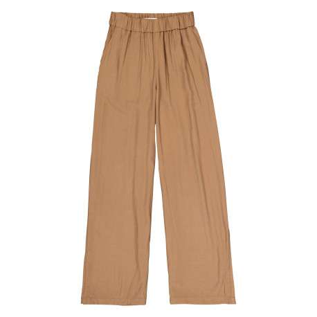 Pantalon chino taupe uni pourvu d'une coupe fluide et d'une taille haute