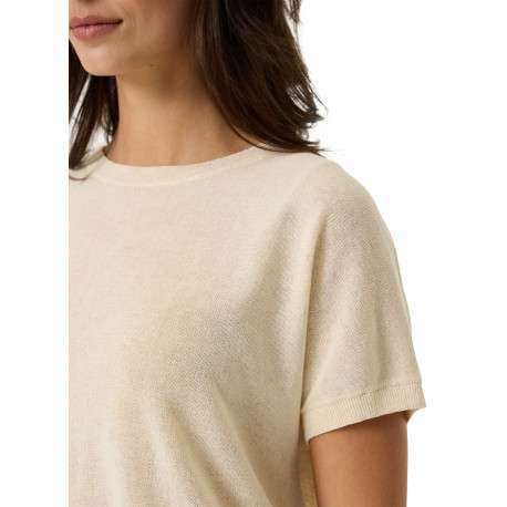 Pull écru uni pourvu d'une coupe droite et de manches courtes - Image 5
