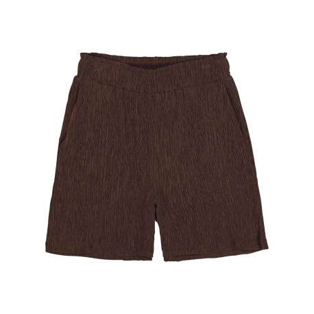 Short chino brun uni pourvu d'une coupe droite et d'une taille élastiquée