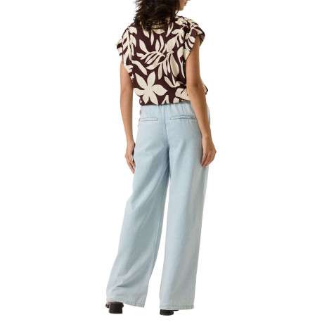 Top brun à motifs pourvu de manches courtes et d'une coupe droite - Image 4