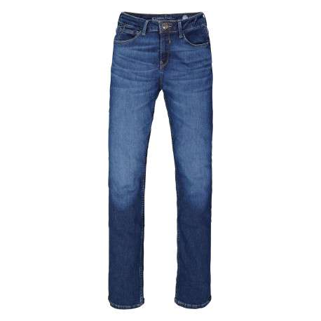 Jean en coton indigo uni pourvu de multiples poches et d'une coupe slim