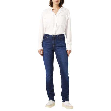 Jean en coton indigo uni pourvu de multiples poches et d'une coupe slim - Image 2