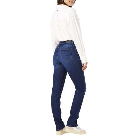 Jean en coton indigo uni pourvu de multiples poches et d'une coupe slim - Image 3
