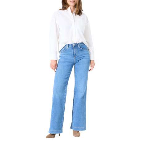 Jean en coton indigo uni pourvu d'une coupe bootcut et d'une taille haute - Image 2