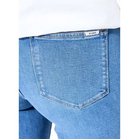 Jean en coton indigo uni pourvu d'une coupe bootcut et d'une taille haute - Image 5