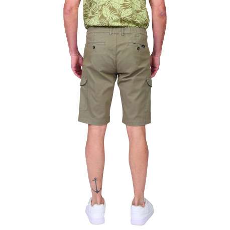 Short chino en coton kaki uni avec des poches passepoilées à l’arrière - Image 2