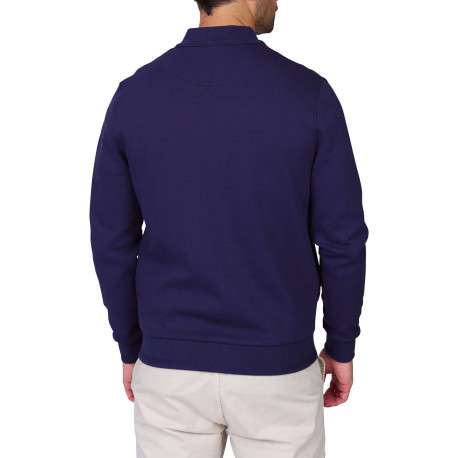 Gilet en coton mélangé marine uni avec une coupe droite et un col montant - Image 2