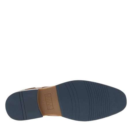 Derbies cognac à talon plat avec des lacets plats et des surpiqûres marine - Image 5