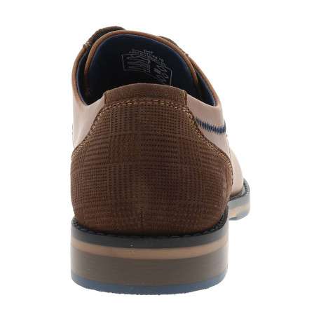 Derbies cognac à talon plat avec des lacets plats et des surpiqûres marine - Image 6