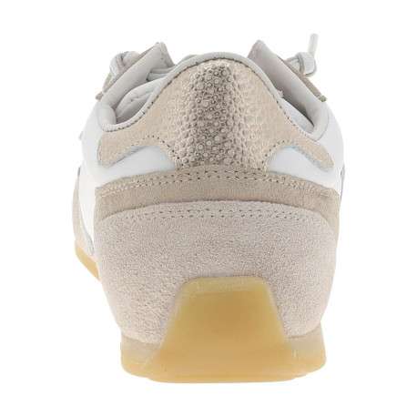 Tennis beiges en cuir avec un talon plat et des lacets élastiqués - Image 6