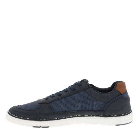Sneakers bleu marine à talon plat avec des lacets et un zip latéral
