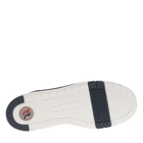 Sneakers bleu marine à talon plat avec des lacets et un zip latéral - Image 5