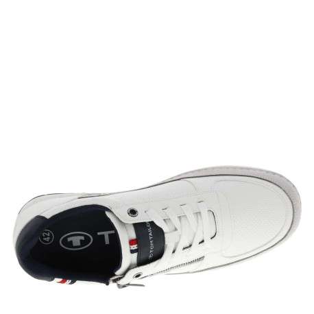 Tennis blanches à talon plat avec des lacets et un zip latéral - Image 4