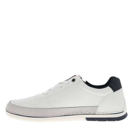 Tennis blanches à talon plat avec des lacets et un zip latéral