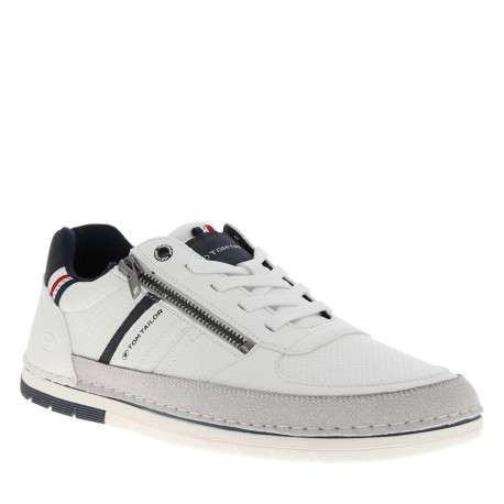 Tennis blanches à talon plat avec des lacets et un zip latéral - Image 3