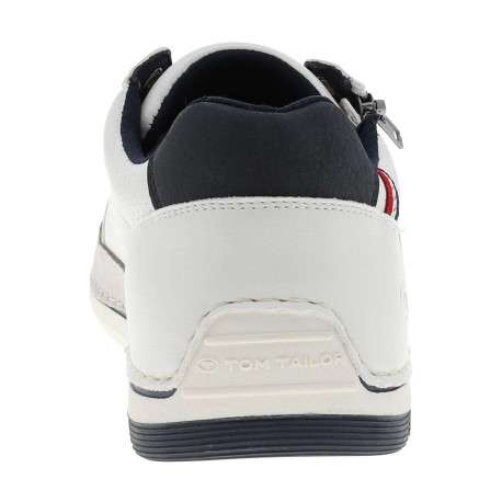 Tennis blanches à talon plat avec des lacets et un zip latéral - Image 6