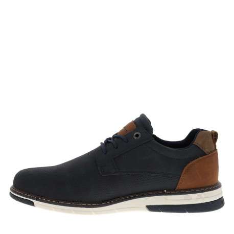 Sneakers bleu marine à talon plat avec des lacets et un zip latéral