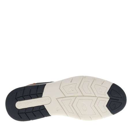 Sneakers bleu marine à talon plat avec des lacets et un zip latéral - Image 5